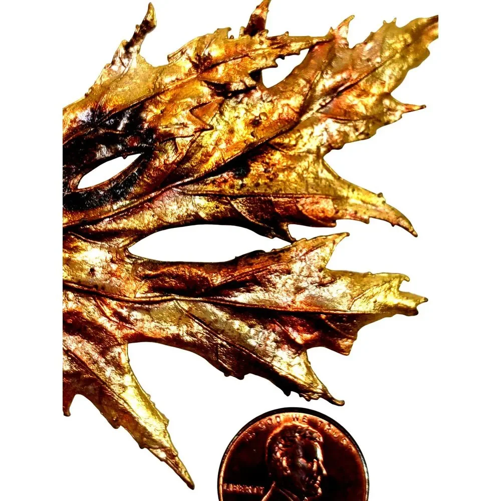 Real Maple Leaf Brooch Pendant Pin Metal Dipped Electroform Vintage 1970s Fairy